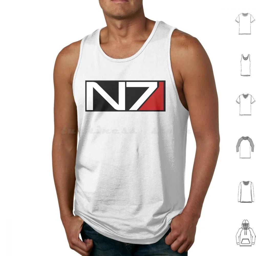 N7-Black Canotte Gilet Senza Maniche Effetto Massa N7 Bioware Shepard Garrus Commander Shepard Videogiochi Andromeda Mass Effect
