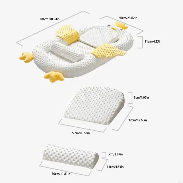 Newborns Soothing Crib with Slope Pad & Leg Rest and Toy Stand Rack for Comfort Nest Bed 6