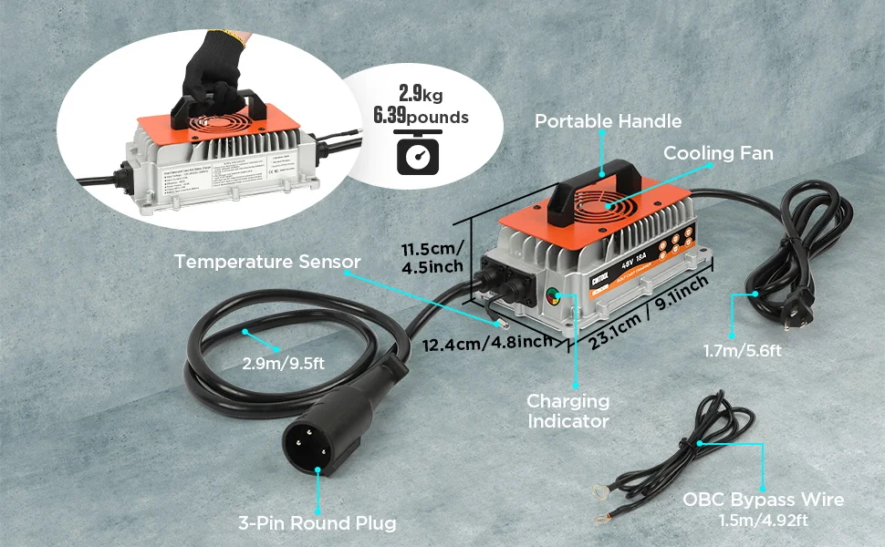 Свинцово-Кислотное зарядное устройство CMTOOL для гольф-мобиля, водонепроницаемое, IP67, 48 В, 18 А, 1250 Вт, автомобильное зарядное устройство для всех клубов, модель автомобиля 1995 +