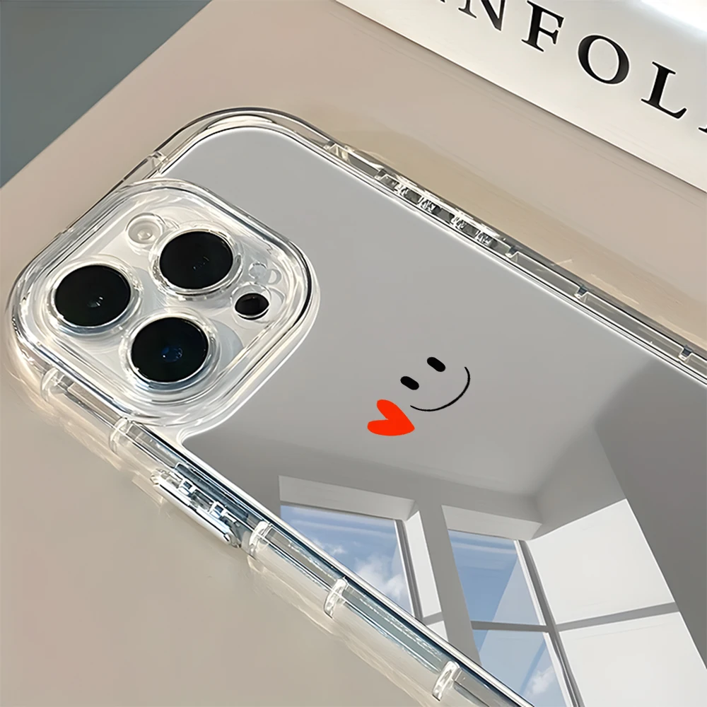 Charming Red Love Heart & Smile Face Phone Case with Mirror Finish