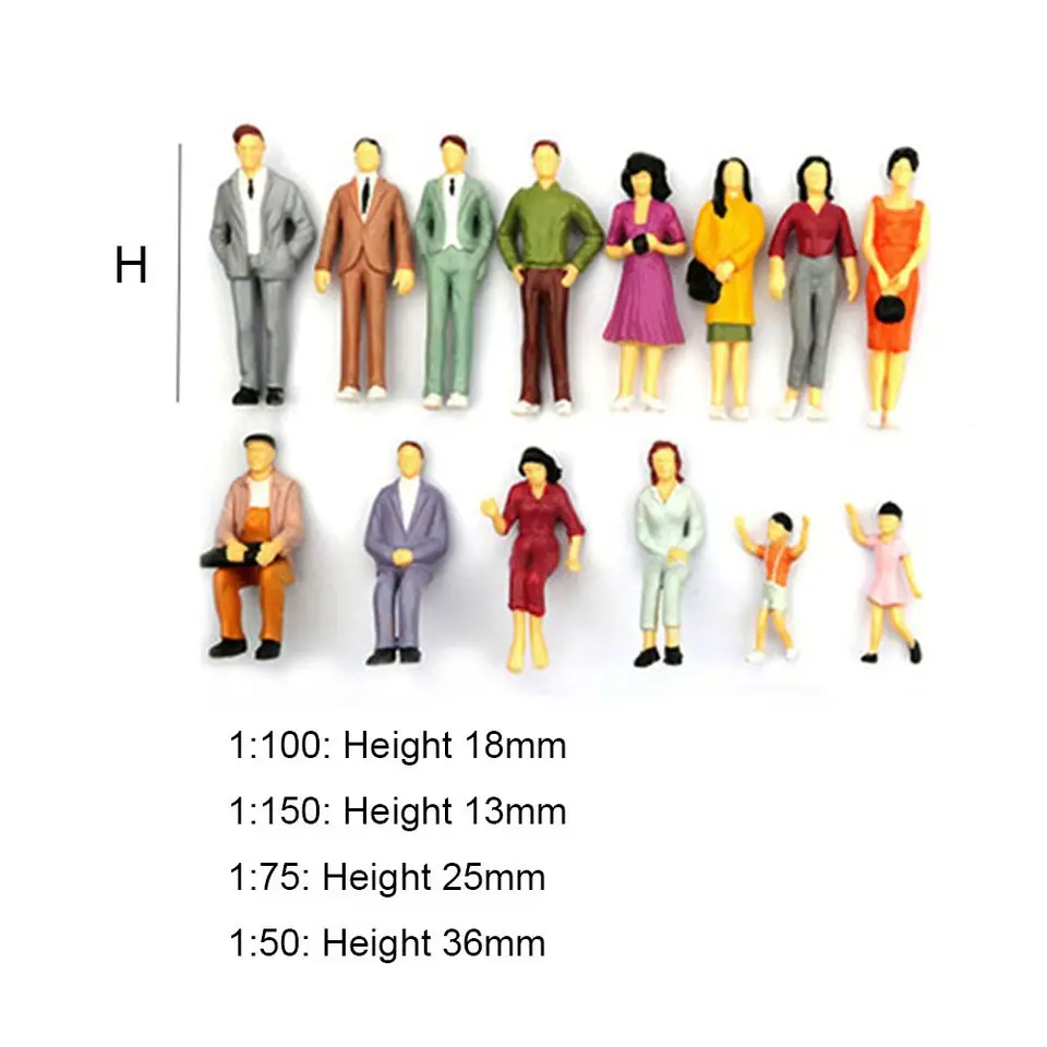 100Pcs 1:100/1:150/1:75/1:50 Scale People Figures ABS Model