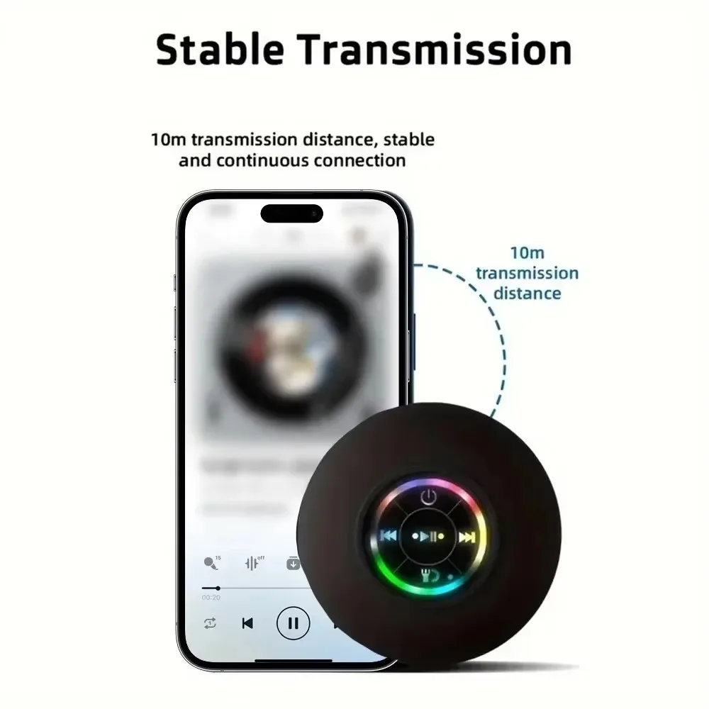 2025 Bathroom Waterproof Wireless LED Bluetooth Speaker Large Suction Cup Mini Portable Speaker Outdoor Sports Stereo Speaker 5