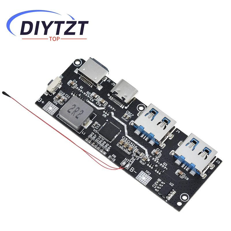 DIYTZT QC4.0 QC3.0 LED Dual USB 5V 4.5A 22.5W Micro/Type-C USB Mobile Power Bank 18650 Charging Module Temperature Protection Power Bank