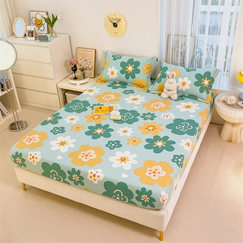 

Cotton matte active printing and dyeing Morandi single product series bedding fitted sheet CL009