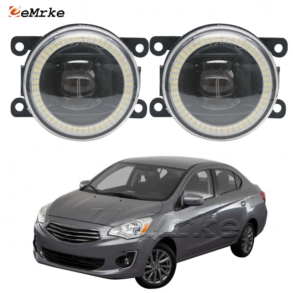 

Led Fog Lights Cut-Line Lens for Mitsubishi Attrage Mirage G4 2014-2022 2-in-1 Angel Eyes DRL Daytime Running Lamp Left + Right