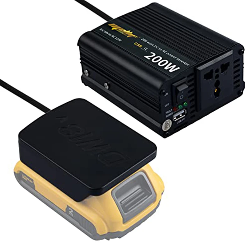 Inversor de corriente de 18v a de CC para dewalt, batería máxima de 18v y 20v, generador de estación de energía de 200W con salida Dual de CA|Accesorios para herramientas