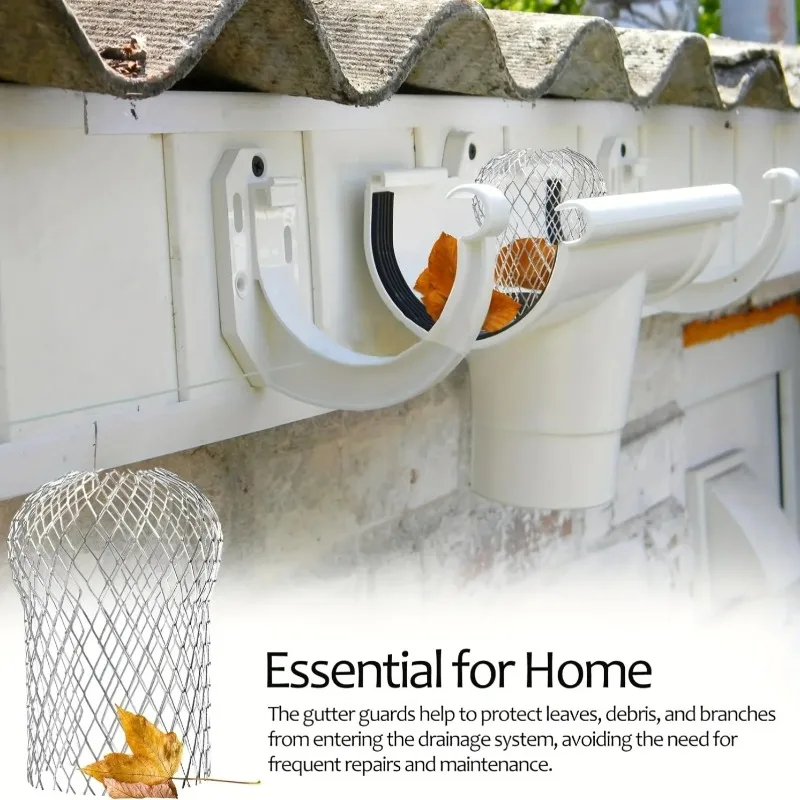 4PCS Metal Aluminum Filter Screen Gutter Blade Debris Collector Cover Drainage Pipe Cover Downspout Gutter System Waterproofing