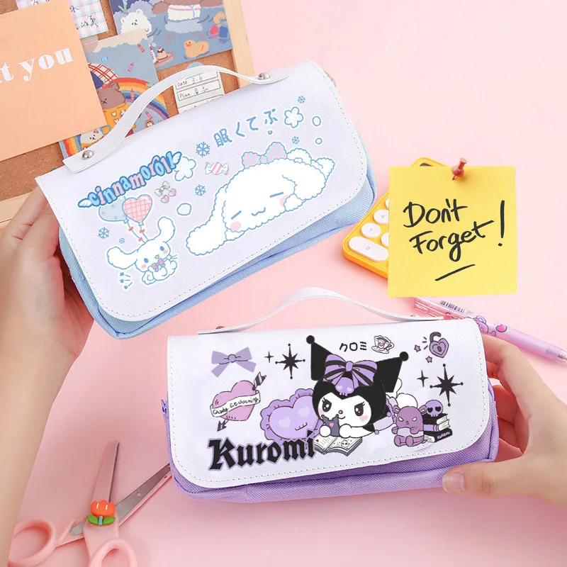 

Sanrios Cinnamoroll Kuromi Mymelody kawaii мультяшный Большой Вместительный карандаш, фоторучка, коробка, принадлежности, сумка для хранения, канцелярская сумка, подарок