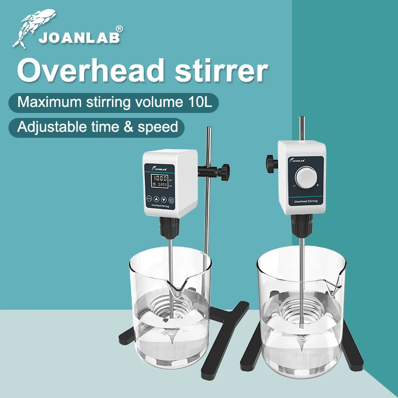 JOANLAB Overhead Stirrer Digital Display Electric Mixer Stirrer Laboratory Adjustable Height 5/10L 1200rpm 110/220V electric stirrer