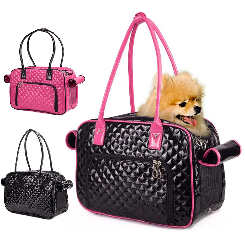 Pet Carrier PU Leather Cat Carrier Bag Portable Dog Handbag Breathable