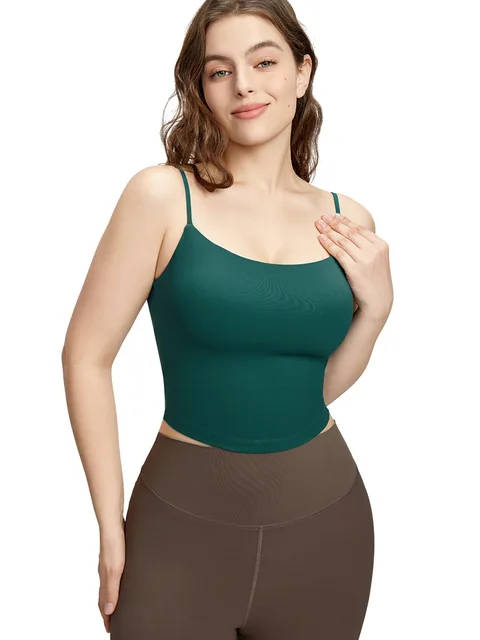 Plus Size Yoga Wear Vest With Chest Pad Spaghetti Strap Beauty Back Camisole Pilates Plump Girls Fitness