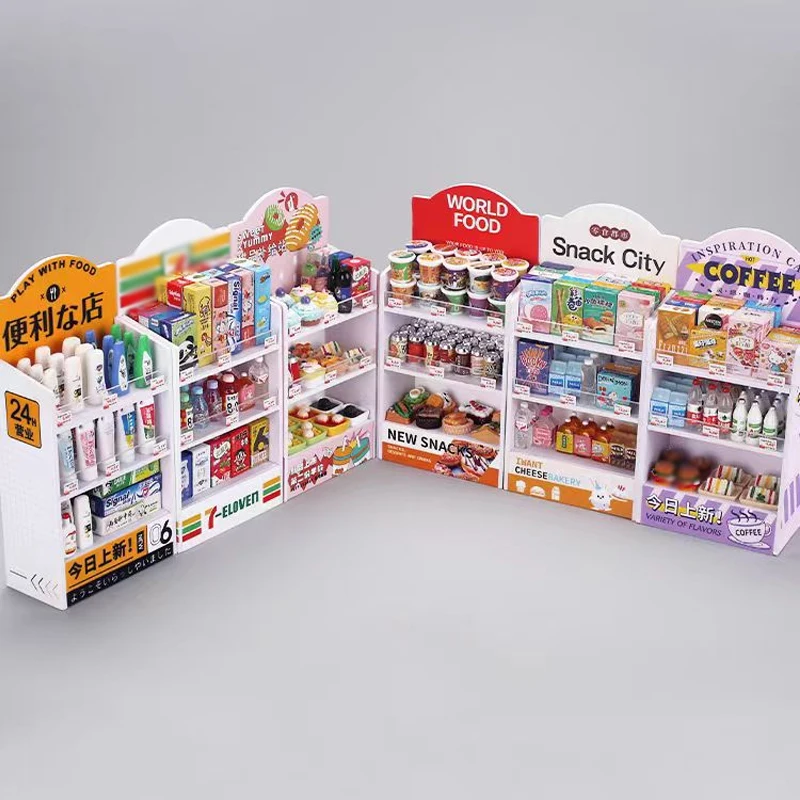 30Pcs Miniature Cute Drink Food Supermarket Store Shelf Dollhouse Accessories Pretend Play Furniture Cabinet Shelf Kitchen Gift 2