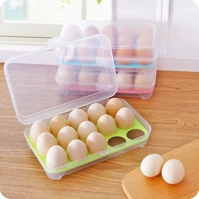 6/15Grid Refrigerator Egg Box Fresh-keeping Box Stackable Plastic Egg Protection Tray PP Material Hand-held Eggs Storage Tray