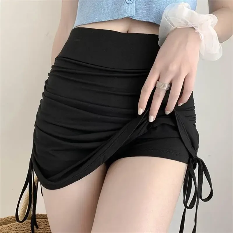 

Skirts Female Harajuku Summer Autumn Period Ladies Thread Side Draw String Elastic Sexy Mini Skirts Womens Y2K Chic