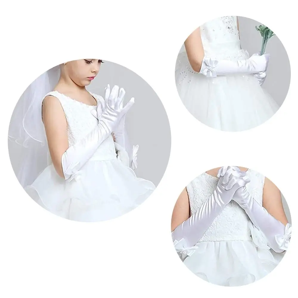 어린이 웨딩 드레스 스커트 액세서리 풀 핑거 장갑 무대 장갑 어린이 긴 장갑