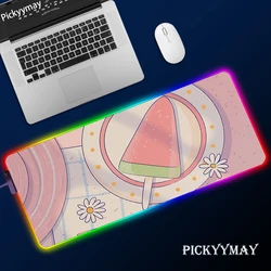 Kawaii – grand tapis de souris de jeu RGB LED XL rose pour PC Gamer, accessoire de bureau 900x400 