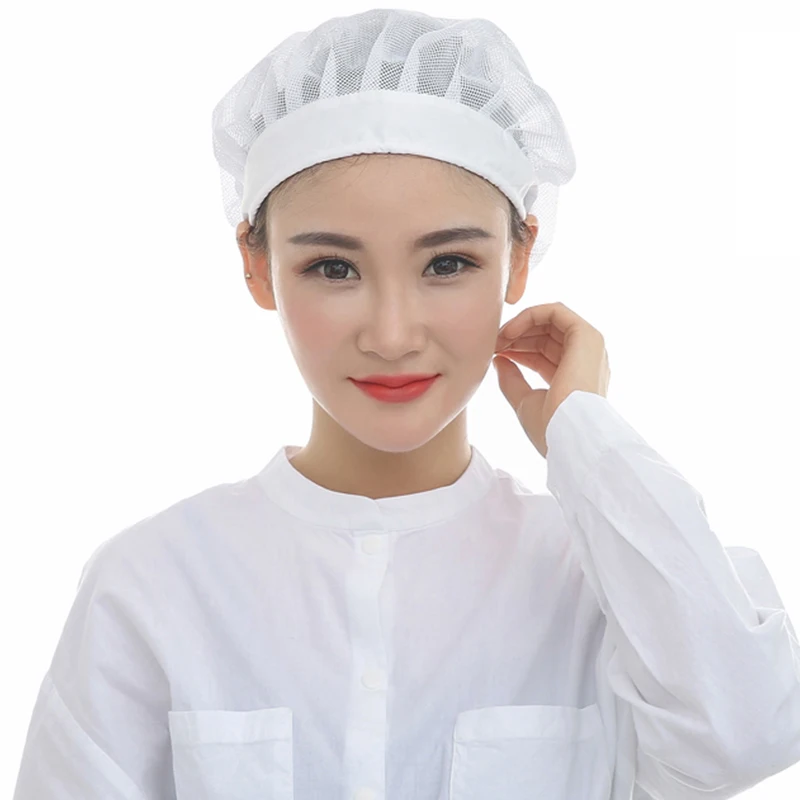 White Adjustable Chef Net Hat Cook Caps Kitchen Work Hats Canteen Restaurant Food Service Bakery Baking Women Breathable Cap factory work cap dust proof face protection sweat absorbing breathable food net cap restaurant kitchen chef waiter work hat