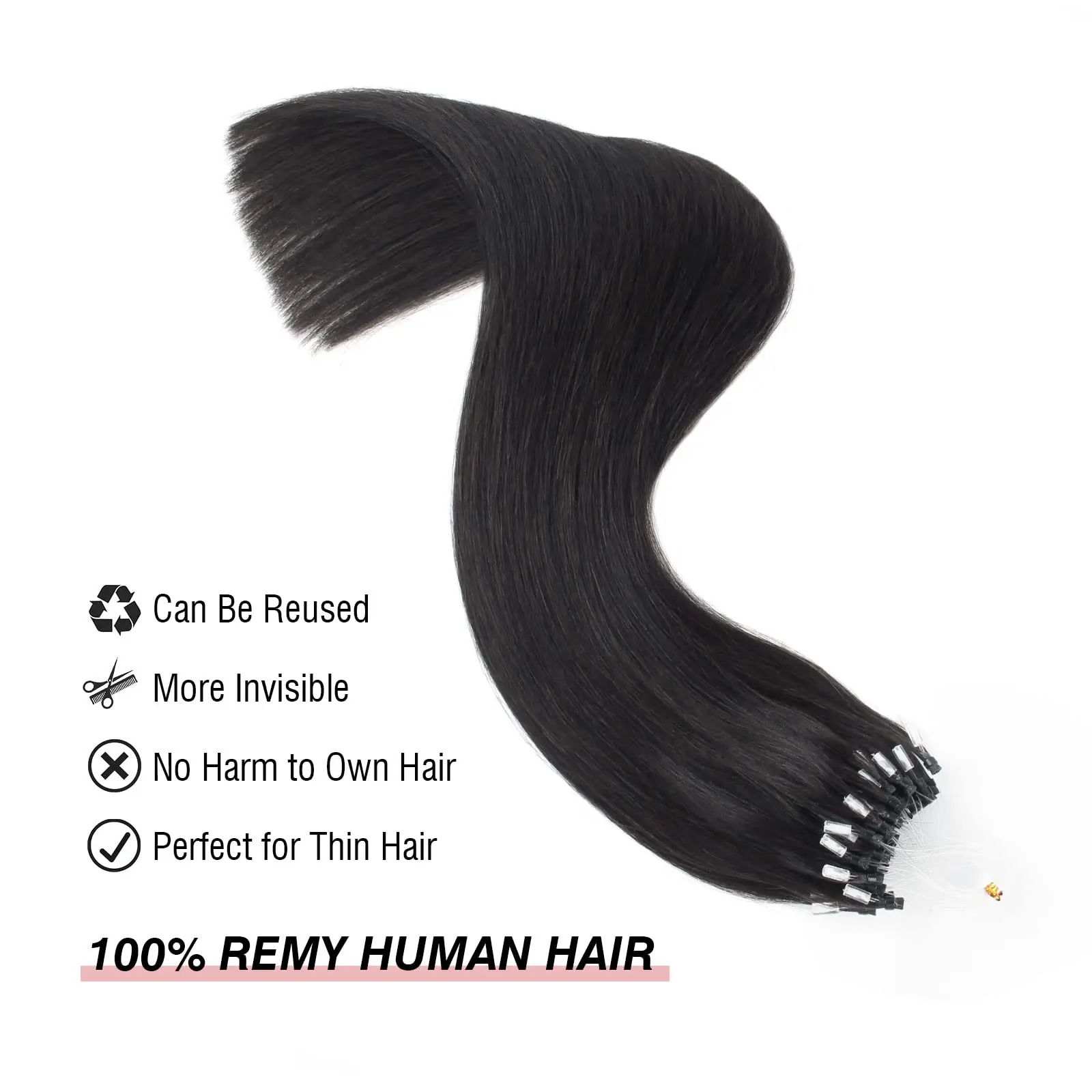 Straight Micro Loop Ring Hair Extensions Human Hair Brazilan Remy Extension Natural Capsule Keratin 50G/100G/Pack Natural Color