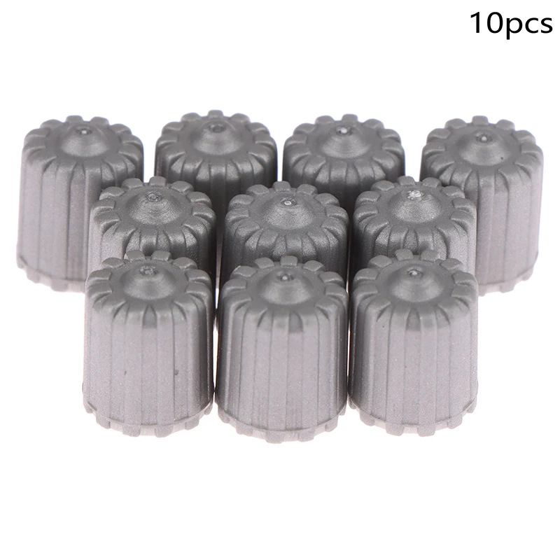 Set of 10 Gray Tire Valve Stem Caps with Gaskets - Durable Nylon Dust Covers