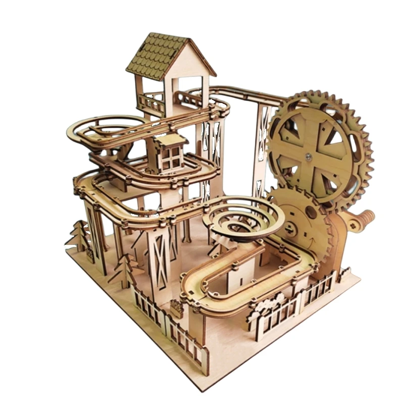 3D Wooden Puzzles Jungle Track Mechanical Ball Model Handmade DIY Puzzle Toy Jigsaw Building Kits for Kids Birthday Gifts