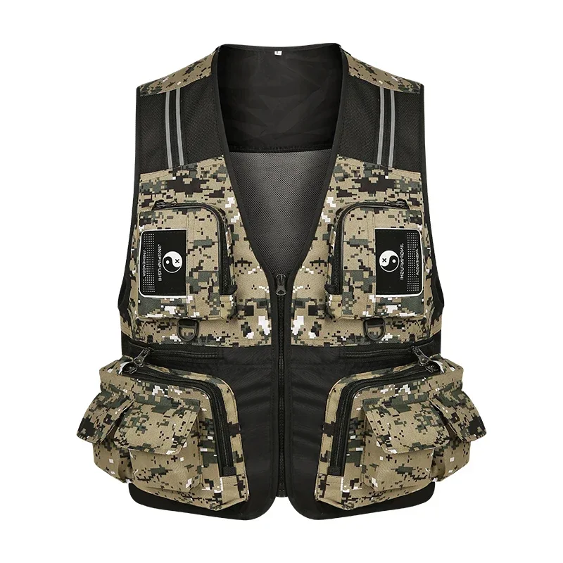Fishing Vest Detachable Multiple Pockets Breathable Grid Mesh Wear-Resisting with Reflective Stripe fly fishing vest,fishing vest