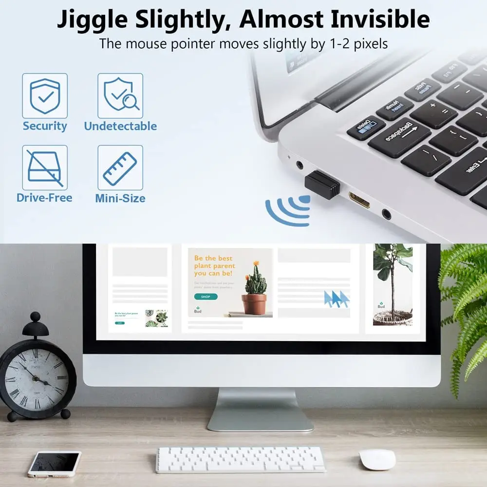 Mouse Jiggler Mover Undetectable Shaker USB Port for Computer Laptop Keeps PC Awake Simulate Movement
