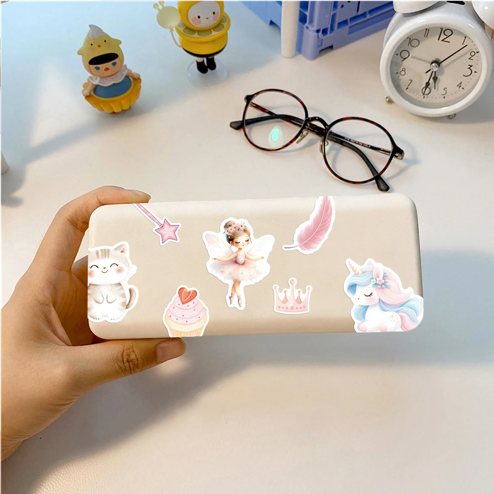 50Pcs 귀여운 핑크 수채화 공주 스티커 데칼 노트북 스크랩북 수하물 기타 헬멧 DIY 낙서 미적 스티커