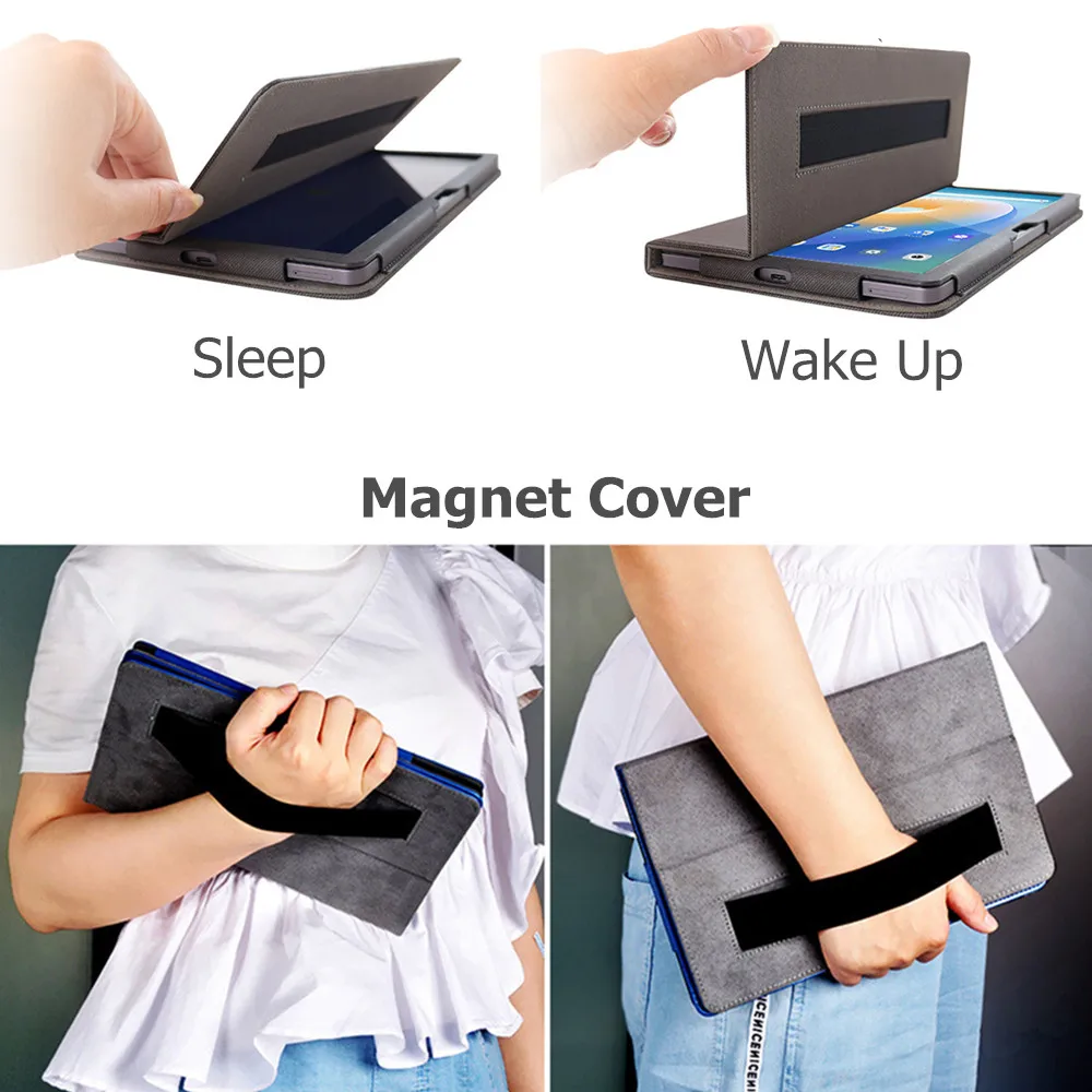 Magnetic Leather Tablet Case with Arm Strap - Premium Protective Cover