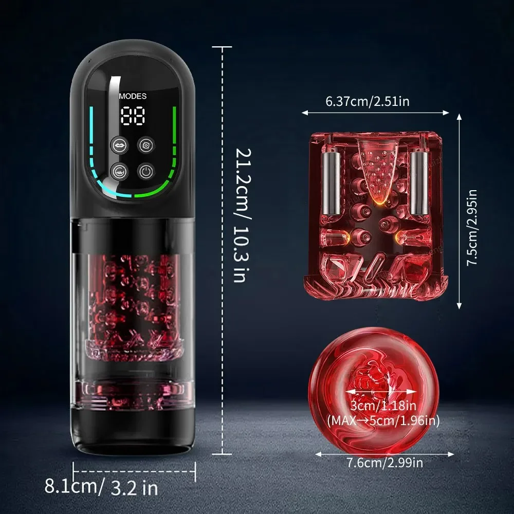 HeartCaptor Electric Male Masturbator Cup with 7 Modes LED Display Rechargeable Silicone Stroker - Details 29