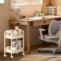 Rolling wheel Kitchen Cart Waterproof 2 Tier Anti-Slip Cart Shelf for Skin Care Products Sauce Bottles Small Storage Trolley 3