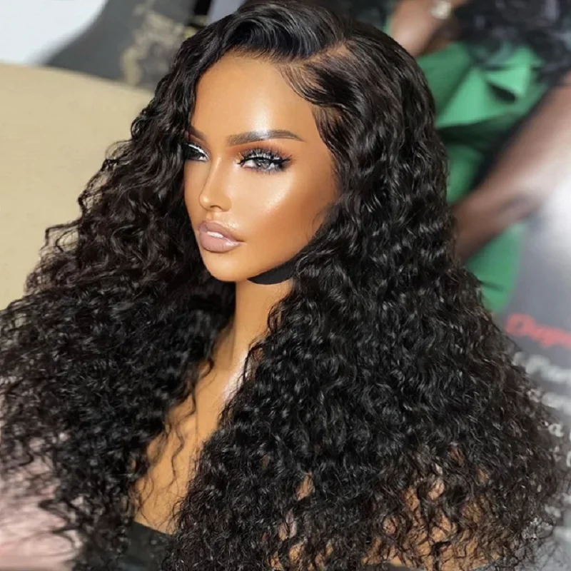 

Long Glueless Preplucked 26 inch 180%Density Black Kinky Curly Lace Front Wig For Black Women With BabyHair Daily Cosplay