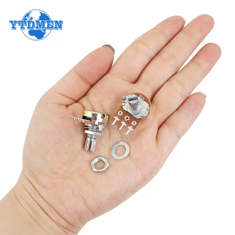 5 Set WH148 Potentiometer 1K 10K 20K 50K 100K 250K 500K 15MM 3Pin Linear Taper Rotary Potentiometer Resistor with AG2 Yellow Cap adjustable resistor linear potentiometer rotary potentiometer potentiometer kit