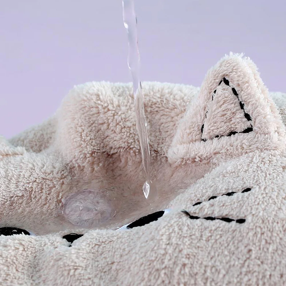 Microfiber Towel Sports Towel Shower Cap Hair Towel Cartoon Cat Hair Towel Cap Absorbent Quick-dry Wrapped Bath Cap Sweet Kitten Thickening Coral Velvet Headband Bathroom Supplies