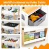 Kids Table and Chair Set,4 in 1 Toddler Desk with Storage Drawer,Wooden Activity Table for 2 in 1 Detachable Tabletop,Bo 2