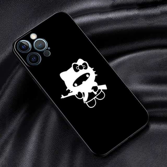thumbnail image 1 of Funda de silicona negra con calavera rosa para IPhone, carcasa de Hello Kitty Cutes para IPhone 15 14Plus SE 2020 13 12Mini 11 Pro X XS XR Max 7 8, 1 of 5