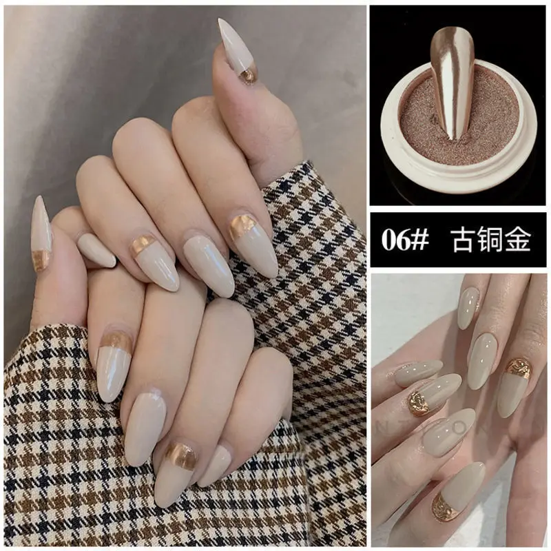 Nail Powder 1/6Jar Rose Gold Metallic Mirror DIY UV Gel