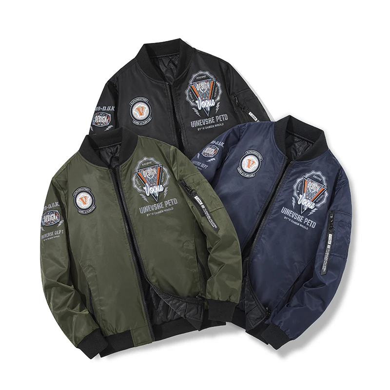 Autumn Winter Bomber Jacket Men's Air Force MA-1 Tank Embroidery Military Baseball Jacket Uniform Oversized Coat Tooling Jacke