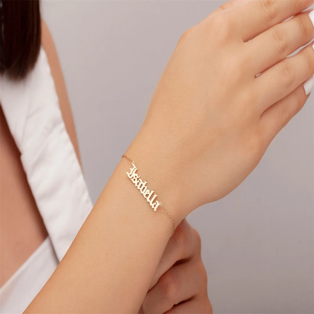 Personalized Name Bracelet Custom Couple Stainless Steel Best Friend Bracelets Baby Girl Personalized Valentines Day Gift