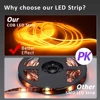 2.7mm Dimmable COB Strip Light Super Slim 12V 480LEDs/M Flexible Linear Lamp Colorful Warm Cool White Ribbon Car Decor Lighting 4