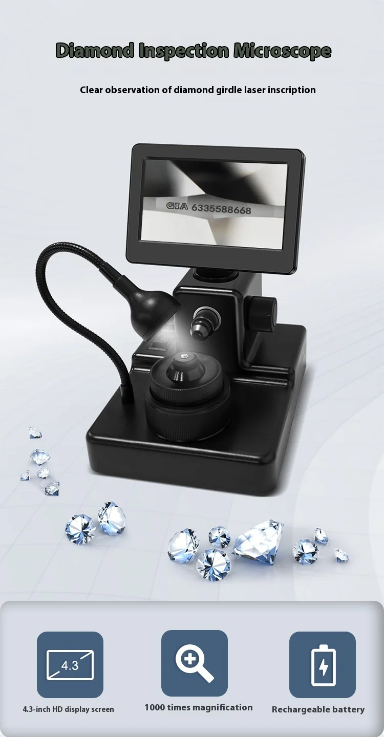 1000X Digital Diamond Girdle Viewer Microscope Camera Diamond Inscription Viewer