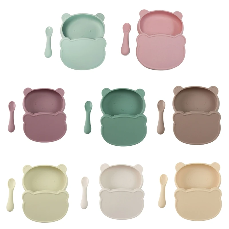

Baby Bowl with Cover 3-Piece Silicone Feeding Set with Spoon for Babies Toddlers