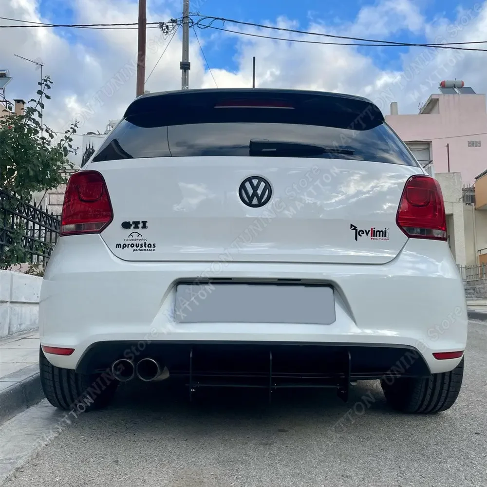 Rear Bumper Diffuser Spoiler Splitter for VW Polo MK5 GTI 3 Fins Polo 5 MK5 GTI 6R 6C 2/4 Door BodyKits Tuning 2010-