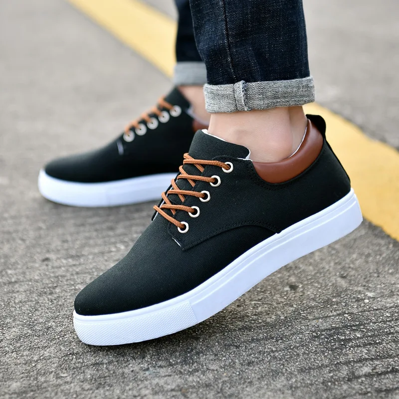 YeddaMavis Gray Men Canvas Shoes Men Spring Autumn Casual Canvas Shoes Men Lace-Up Flats Men Shoes Driving Sneakers Men Shoes