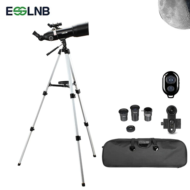 ESSLNB-telescopio astronómico 40080 para adultos, calibre de 80mm con  adaptador de teléfono, trípode de acero, bolsa de transporte para luna del  espacio profundo - AliExpress