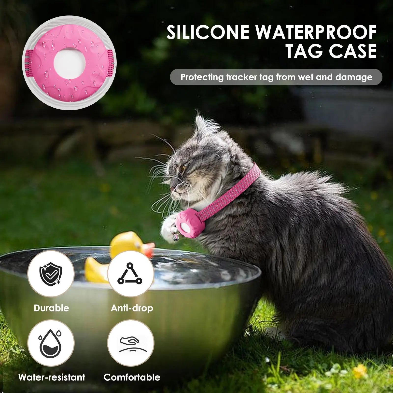 HONGTOP Cat Chain Tracker GPS Anti-Loss Pet Safety Device Waterproof - Image 3