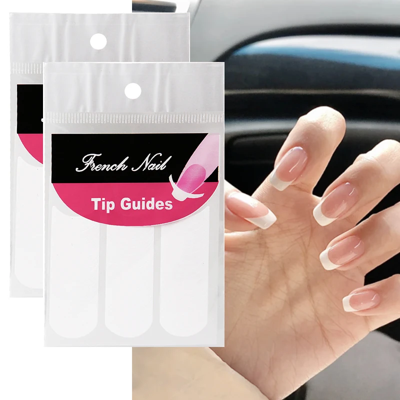 2 Sheets White French Manicure Strip Nail Art Form Fringe Tip Guides Sticker DIY Line Tips Decoration Tool