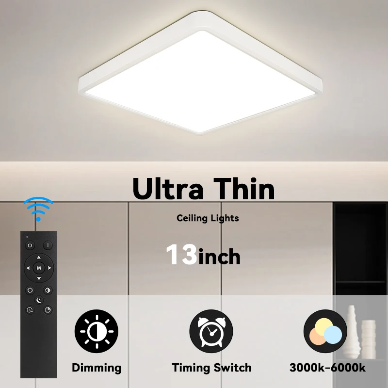 Smart Led Ceiling Lamps Dimming Ceil Lustre Room Chandelier Remote Control Ceiling Panel Light Home Fixture 220V Square Lighting