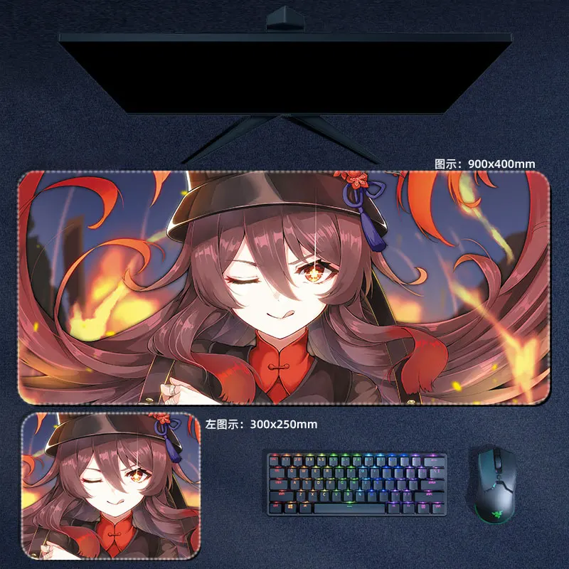 Tao Mouse Pad Genshin Impacto Mousepad Genshin Teclado Almofada hu Tao Estofamento Computador Acessórios de Jogos de Mesa hu - Imagem 5
