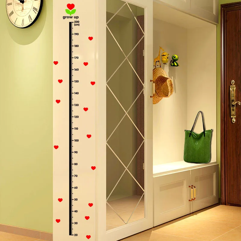 Cartoon Height Measure Wall Sticker for Kids Rooms Child Growth Ruler Stickers Gauge Growth Chart School Decals Nursery Bedroom