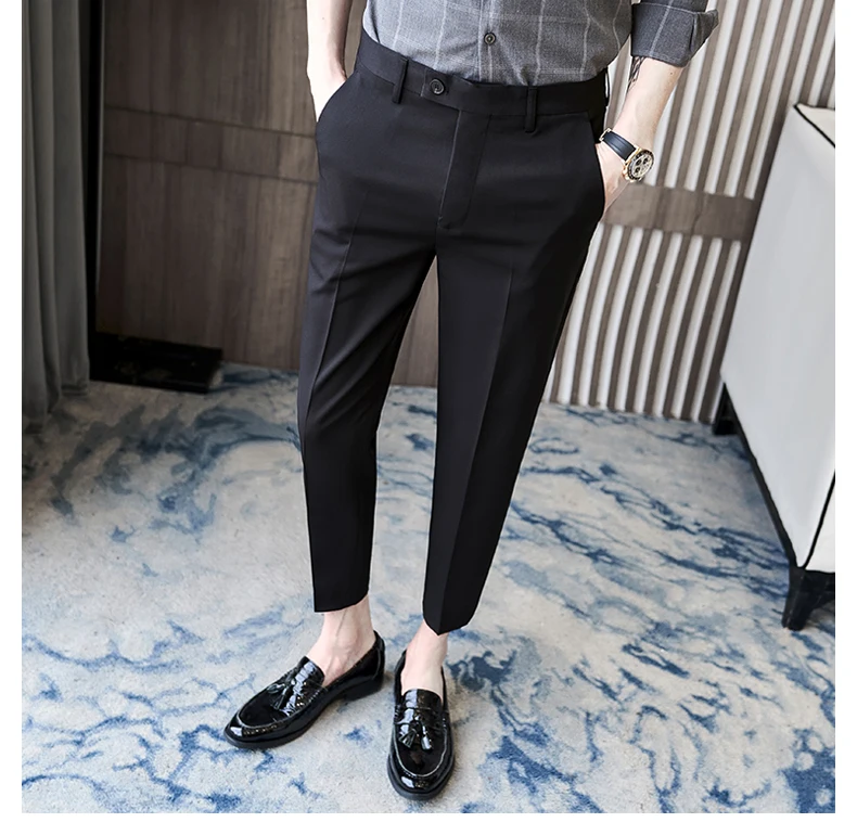 Description Picture 5 of itemMen's Spring/Summer Business Formal Pants Solid Color Casual Korean Fit Suit Pants 2024 Men's Wedding Social Pants Plus Size 36
